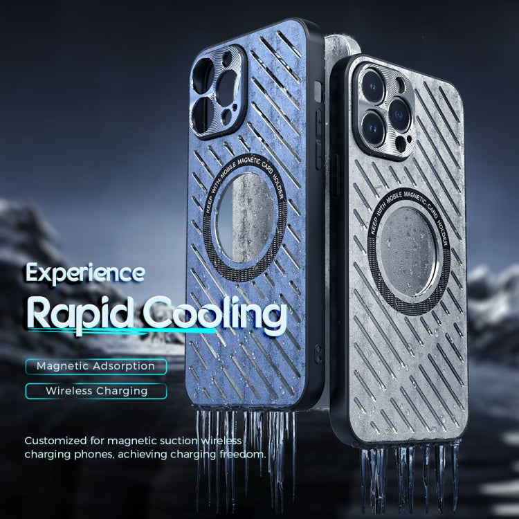 For iPhone 12 Pro Max R-JUST RJ57 CD Pattern MagSafe Cooling Phone Case(Blue)
