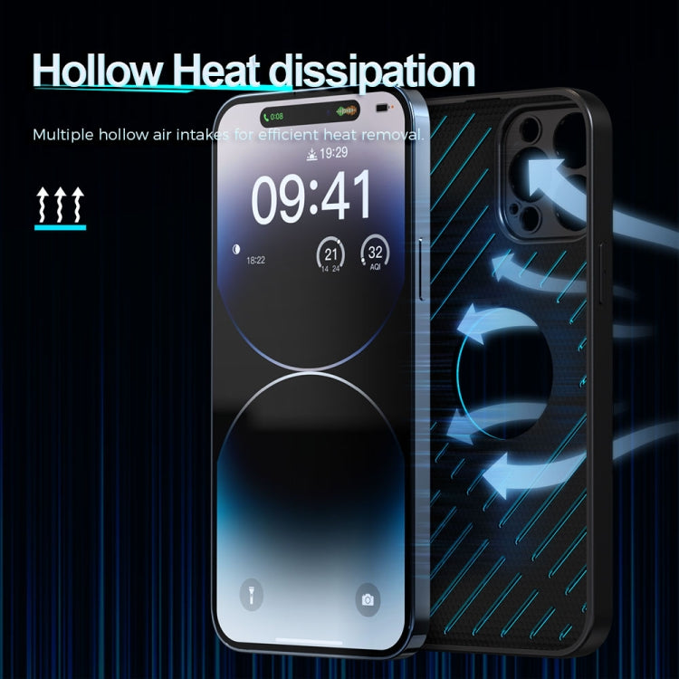 For iPhone 12 Pro Max R-JUST RJ57 CD Pattern MagSafe Cooling Phone Case(Blue)