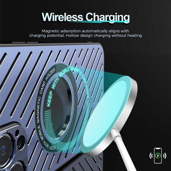 For iPhone 12 Pro Max R-JUST RJ57 CD Pattern MagSafe Cooling Phone Case(Blue)
