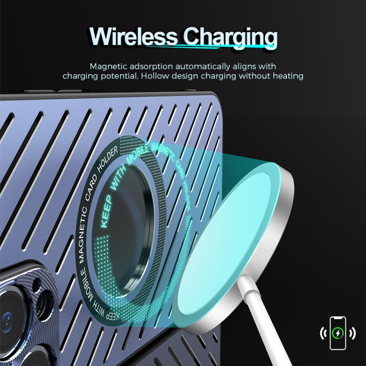 For iPhone 12 Pro Max R-JUST RJ57 CD Pattern MagSafe Cooling Phone Case(Blue)