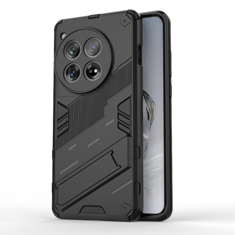 For OnePlus 12 5G Punk Armor 2 in 1 PC + TPU Phone Case with Holder(Black)