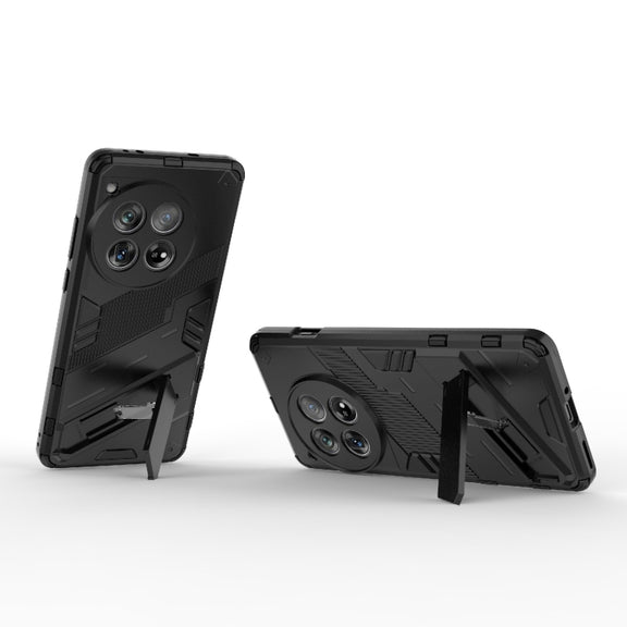 For OnePlus 12 5G Punk Armor 2 in 1 PC + TPU Phone Case with Holder(Black)