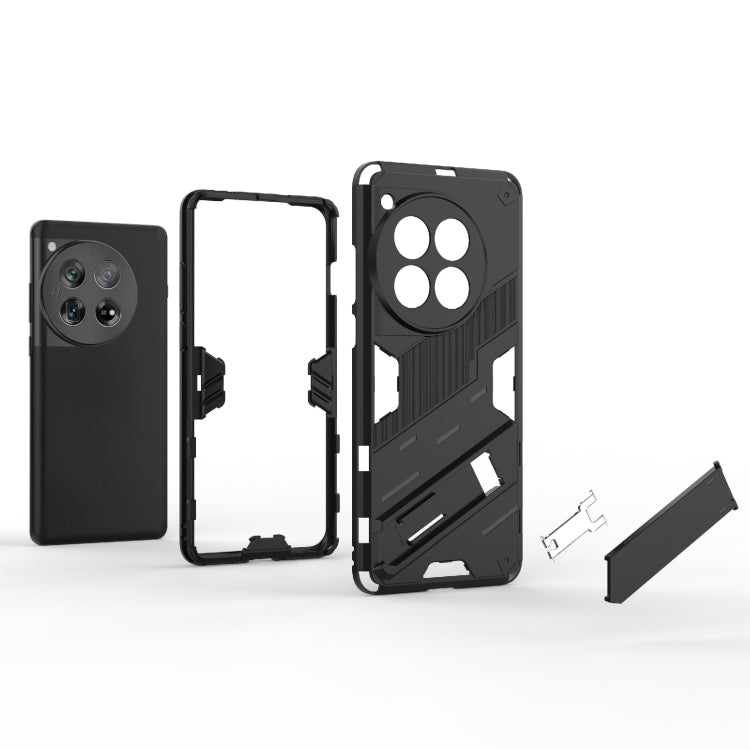 For OnePlus 12 5G Punk Armor 2 in 1 PC + TPU Phone Case with Holder(Black)