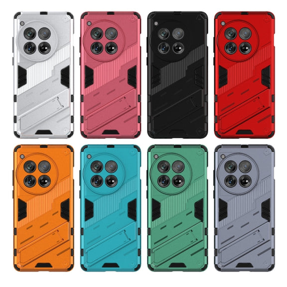 For OnePlus 12 5G Punk Armor 2 in 1 PC + TPU Phone Case with Holder(Black)