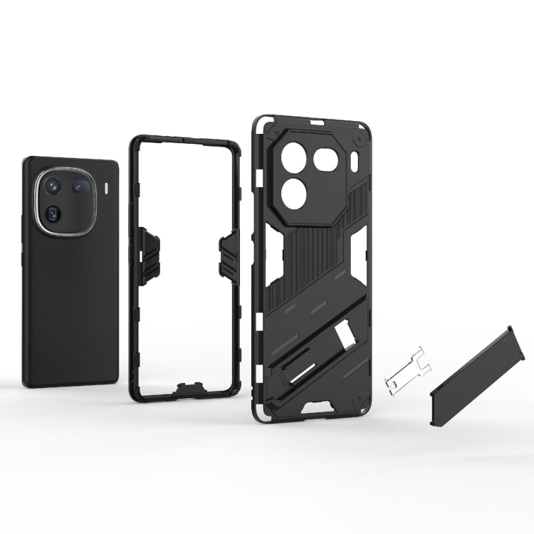 For vivo iQOO 12 Pro 5G Punk Armor 2 in 1 PC + TPU Phone Case with Holder(Black)