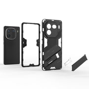 For vivo iQOO 12 Pro 5G Punk Armor 2 in 1 PC + TPU Phone Case with Holder(Black)