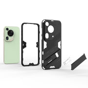 For Huawei Pura 70 Ultra Punk Armor 2 in 1 PC + TPU Phone Case with Holder(Light Red)