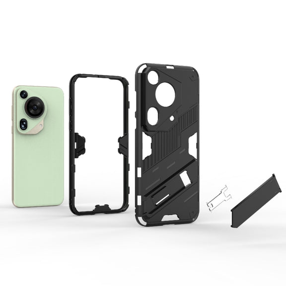 For Huawei Pura 70 Ultra Punk Armor 2 in 1 PC + TPU Phone Case with Holder(Light Red)