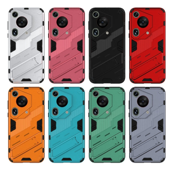For Huawei Pura 70 Ultra Punk Armor 2 in 1 PC + TPU Phone Case with Holder(Light Red)