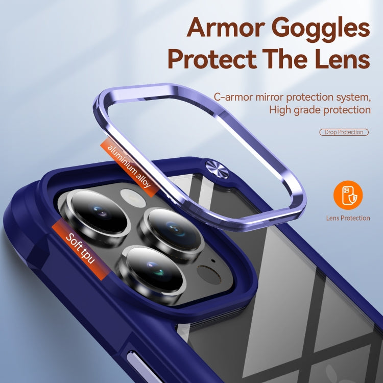 For iPhone 16 Pro Max TPU + PC Lens Protection Phone Case(Blue)