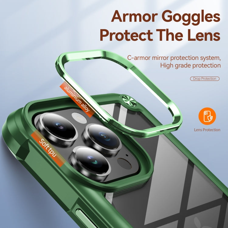 For iPhone 16 Pro Max TPU + PC Lens Protection Phone Case(Green)