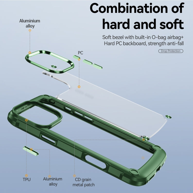 For iPhone 16 Pro Max TPU + PC Lens Protection Phone Case(Green)