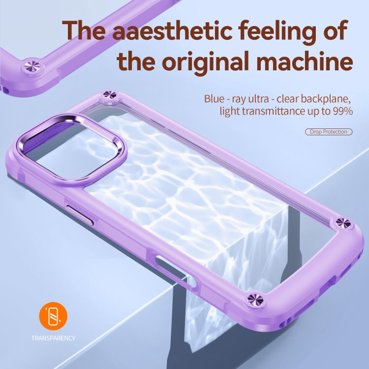 For iPhone 16 Pro Max TPU + PC Lens Protection Phone Case(Purple)