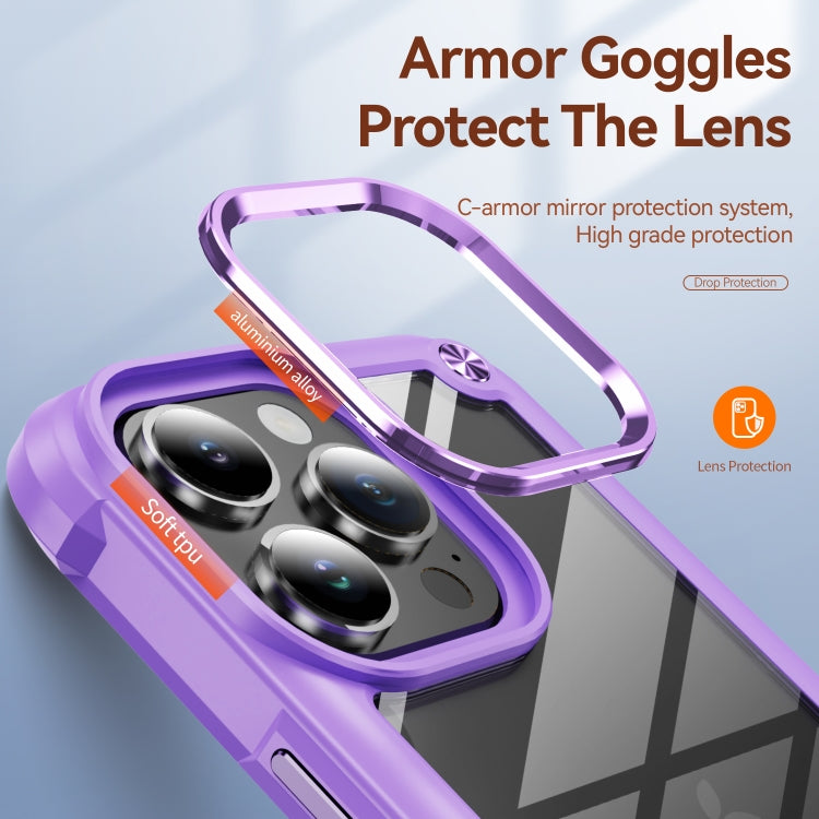 For iPhone 16 Pro Max TPU + PC Lens Protection Phone Case(Purple)