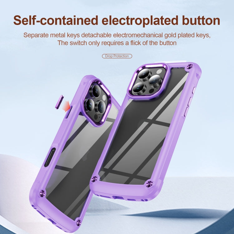 For iPhone 16 Pro Max TPU + PC Lens Protection Phone Case(Purple)