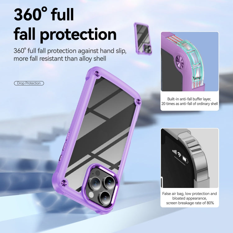 For iPhone 16 Pro Max TPU + PC Lens Protection Phone Case(Purple)
