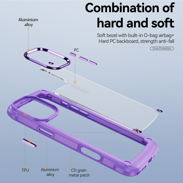 For iPhone 16 Pro Max TPU + PC Lens Protection Phone Case(Purple)