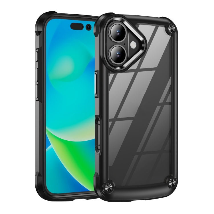 For iPhone 16 TPU + PC Lens Protection Phone Case(Black)