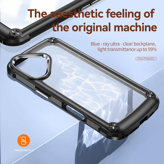 For iPhone 16 TPU + PC Lens Protection Phone Case(Black)