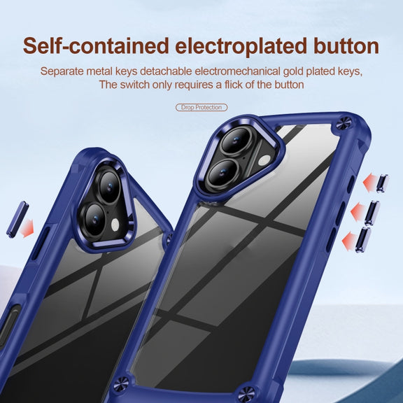For iPhone 16 TPU + PC Lens Protection Phone Case(Blue)