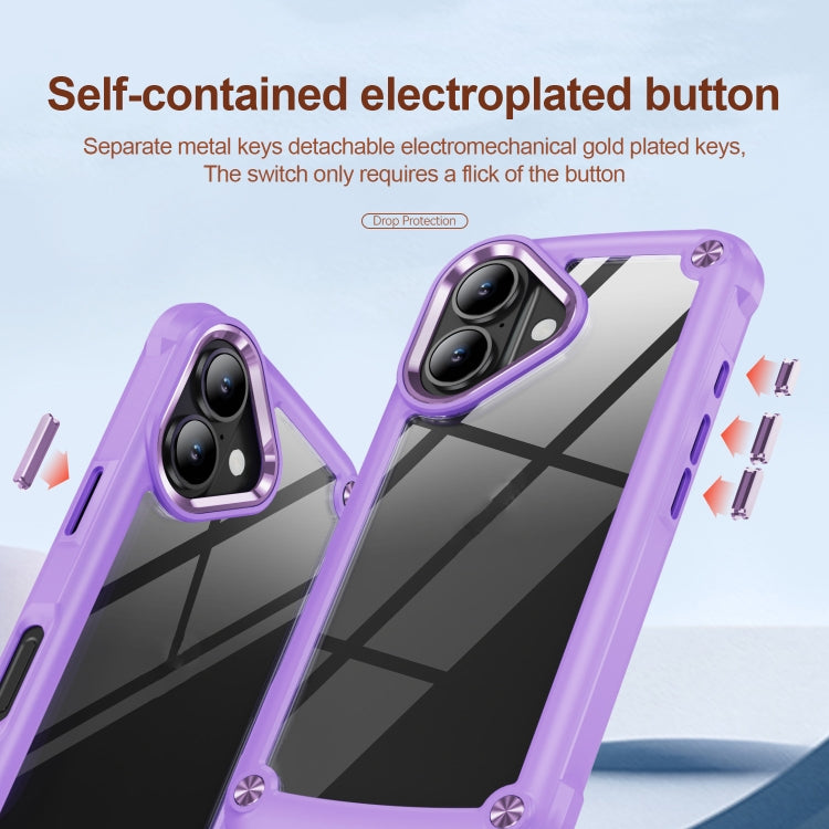 For iPhone 16 TPU + PC Lens Protection Phone Case(Purple)