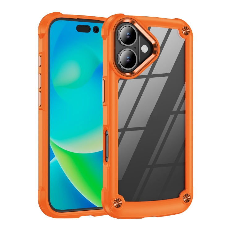 For iPhone 16 TPU + PC Lens Protection Phone Case(Orange)