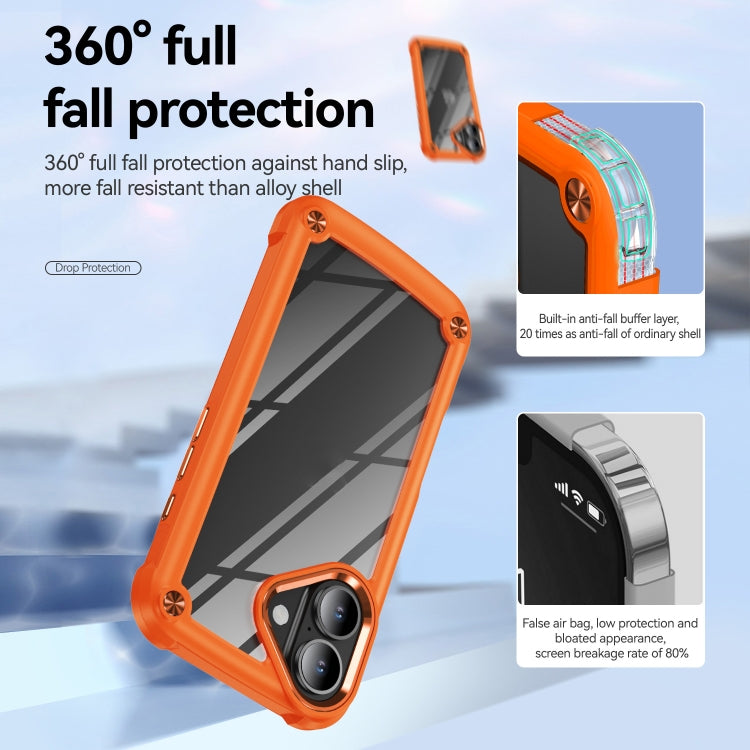 For iPhone 16 TPU + PC Lens Protection Phone Case(Orange)