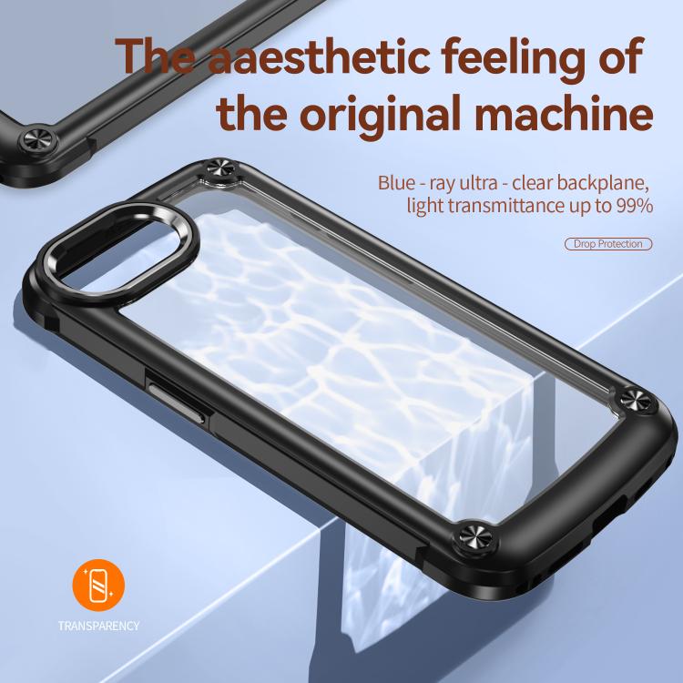For iPhone 16e TPU + PC Lens Protection Phone Case(Black)
