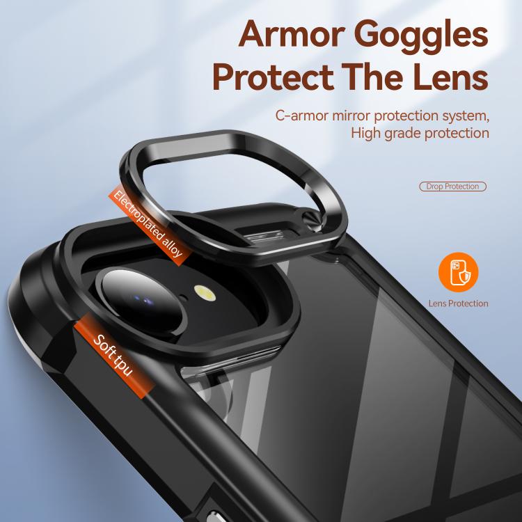 For iPhone 16e TPU + PC Lens Protection Phone Case(Black)