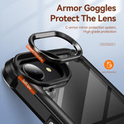 For iPhone 16e TPU + PC Lens Protection Phone Case(Black)