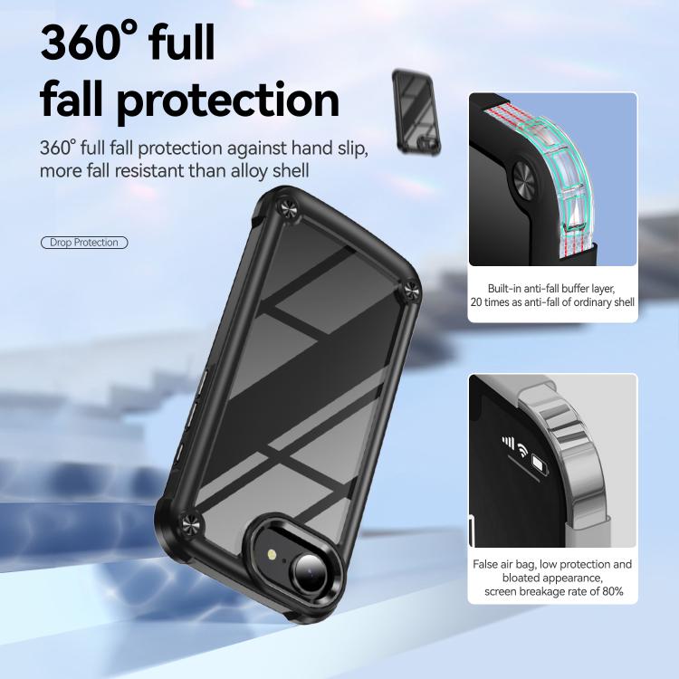 For iPhone 16e TPU + PC Lens Protection Phone Case(Black)