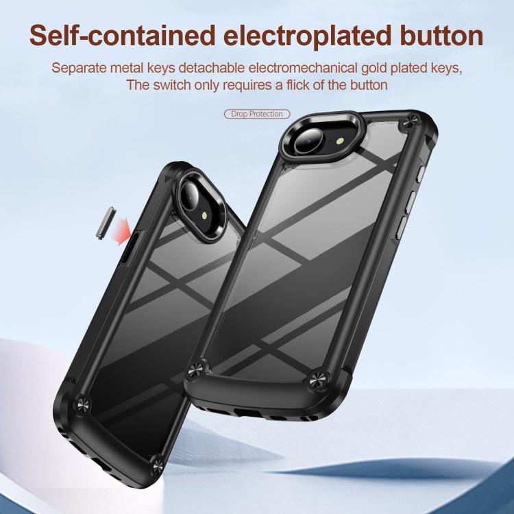 For iPhone 16e TPU + PC Lens Protection Phone Case(Black)