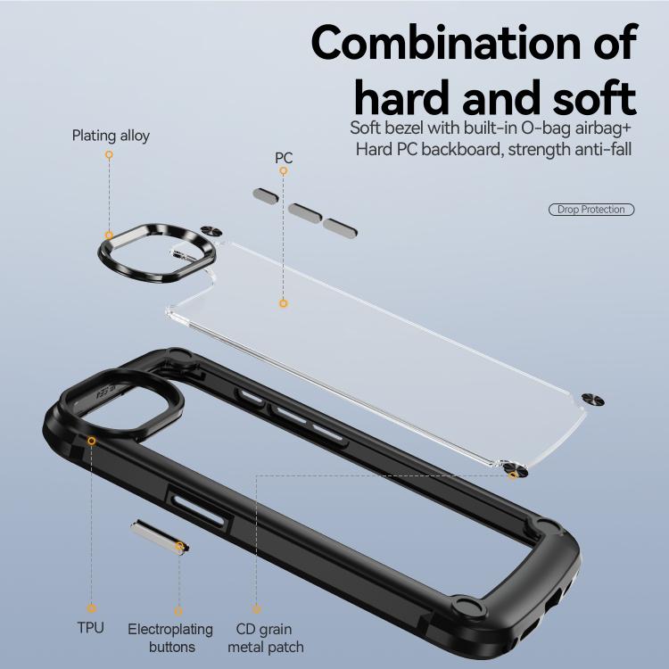 For iPhone 16e TPU + PC Lens Protection Phone Case(Black)