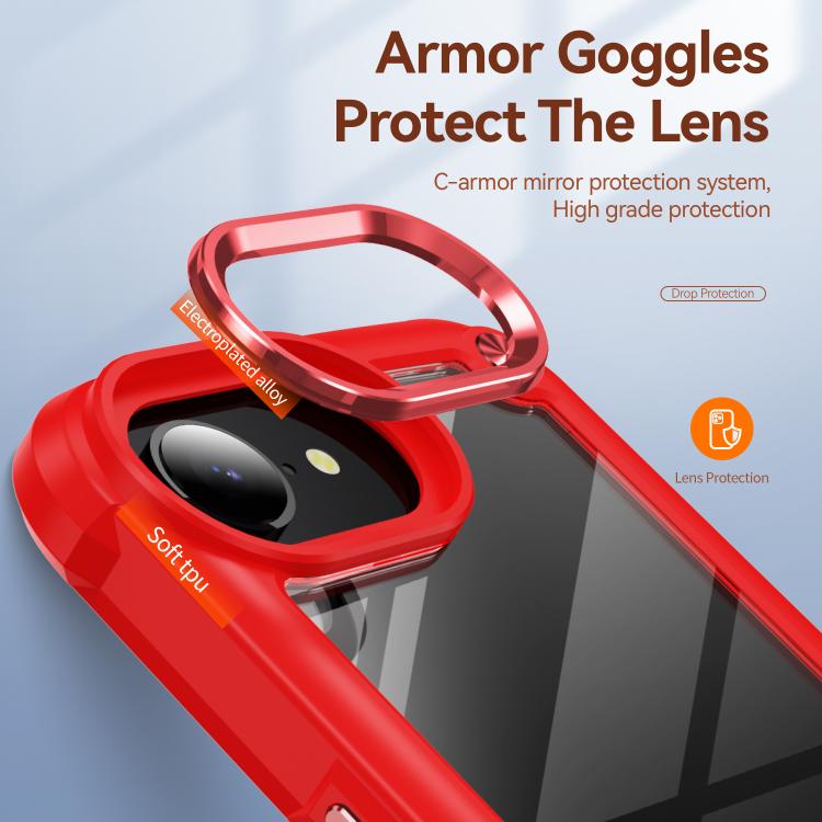 For iPhone 16e TPU + PC Lens Protection Phone Case(Red)