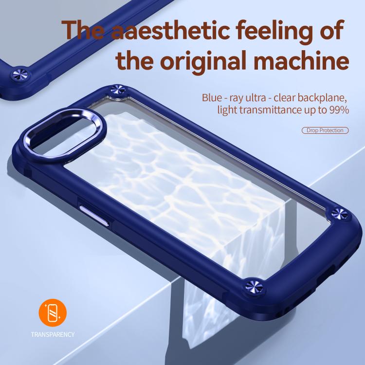 For iPhone 16e TPU + PC Lens Protection Phone Case(Blue)
