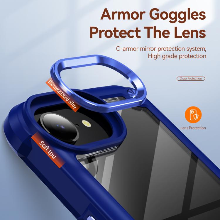 For iPhone 16e TPU + PC Lens Protection Phone Case(Blue)