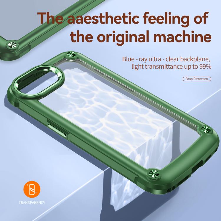 For iPhone 16e TPU + PC Lens Protection Phone Case(Green)