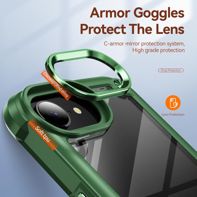 For iPhone 16e TPU + PC Lens Protection Phone Case(Green)