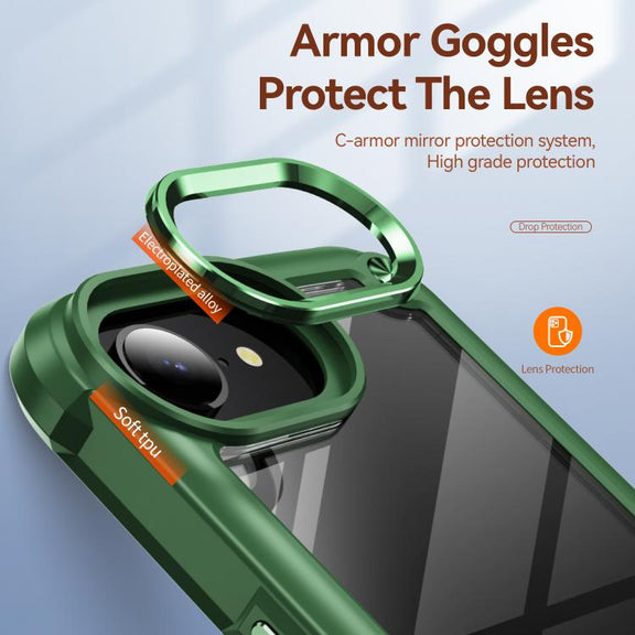 For iPhone 16e TPU + PC Lens Protection Phone Case(Green)