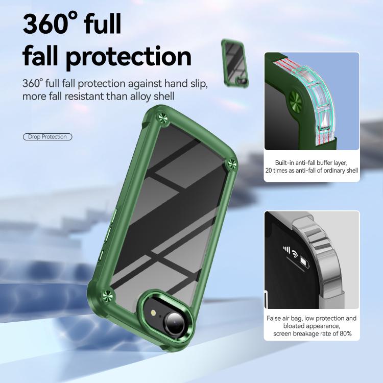 For iPhone 16e TPU + PC Lens Protection Phone Case(Green)