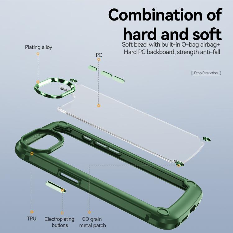 For iPhone 16e TPU + PC Lens Protection Phone Case(Green)