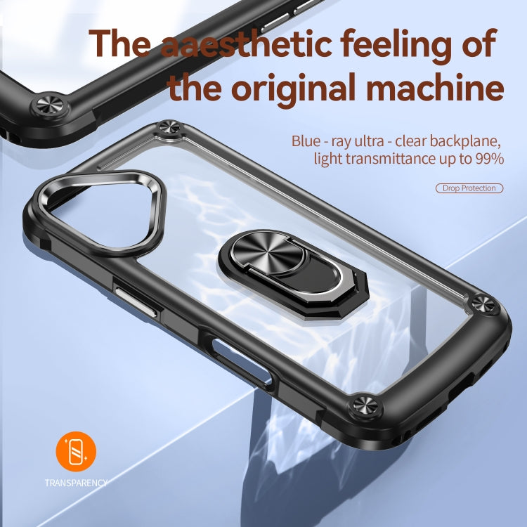 For iPhone 16 TPU + PC Lens Protection Phone Case with Ring Holder(Black)