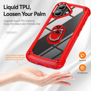 For iPhone 16 TPU + PC Lens Protection Phone Case with Ring Holder(Red)