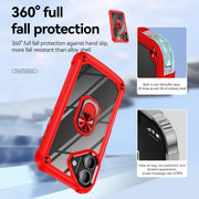 For iPhone 16 TPU + PC Lens Protection Phone Case with Ring Holder(Red)