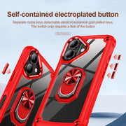 For iPhone 16 TPU + PC Lens Protection Phone Case with Ring Holder(Red)