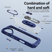 For iPhone 16 TPU + PC Lens Protection Phone Case with Ring Holder(Blue)