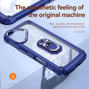 For iPhone 16 TPU + PC Lens Protection Phone Case with Ring Holder(Blue)