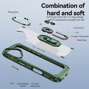 For iPhone 16 TPU + PC Lens Protection Phone Case with Ring Holder(Green)