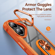 For iPhone 16 TPU + PC Lens Protection Phone Case with Ring Holder(Orange)