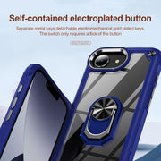 For iPhone 16e TPU + PC Lens Protection Phone Case with Ring Holder(Blue)